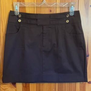 Body by Victoria Brown Skirt Front Zip Gold Button